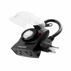 Philips Outdoor Timer, Mechanical, 24hr, 2-Outlet Grounded - SPC1238AT/27 - Extension Cords & Power Strips