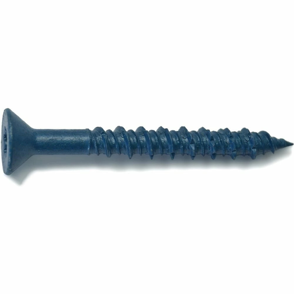 Midwest Fastener 5/16" x 2-3/4" Blue Ruspert Coated TorqueMaster Flat Head Masonry Screws - 12256 - Bolts - Image 2