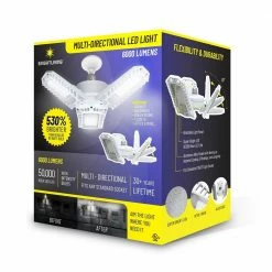 Bright Living LED Garage Lights- 6000 Lumen 5000K Daylight 60W, Three Leaf Ceiling Light White - Lighting & Light Fixtures