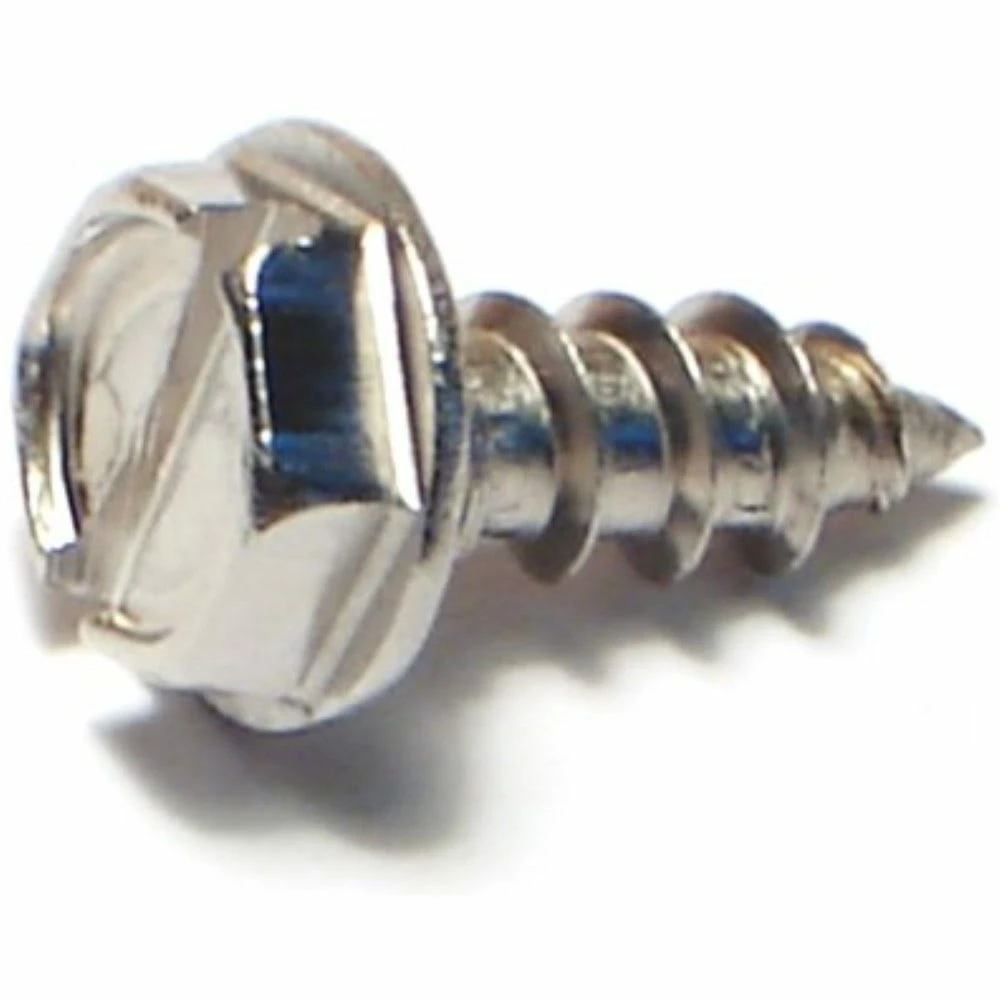 Midwest Fastener #10 x 1/2" 18-8 Stainless Slotted Hex Washer Head Sheet Metal Screws - 23735 - Bolts