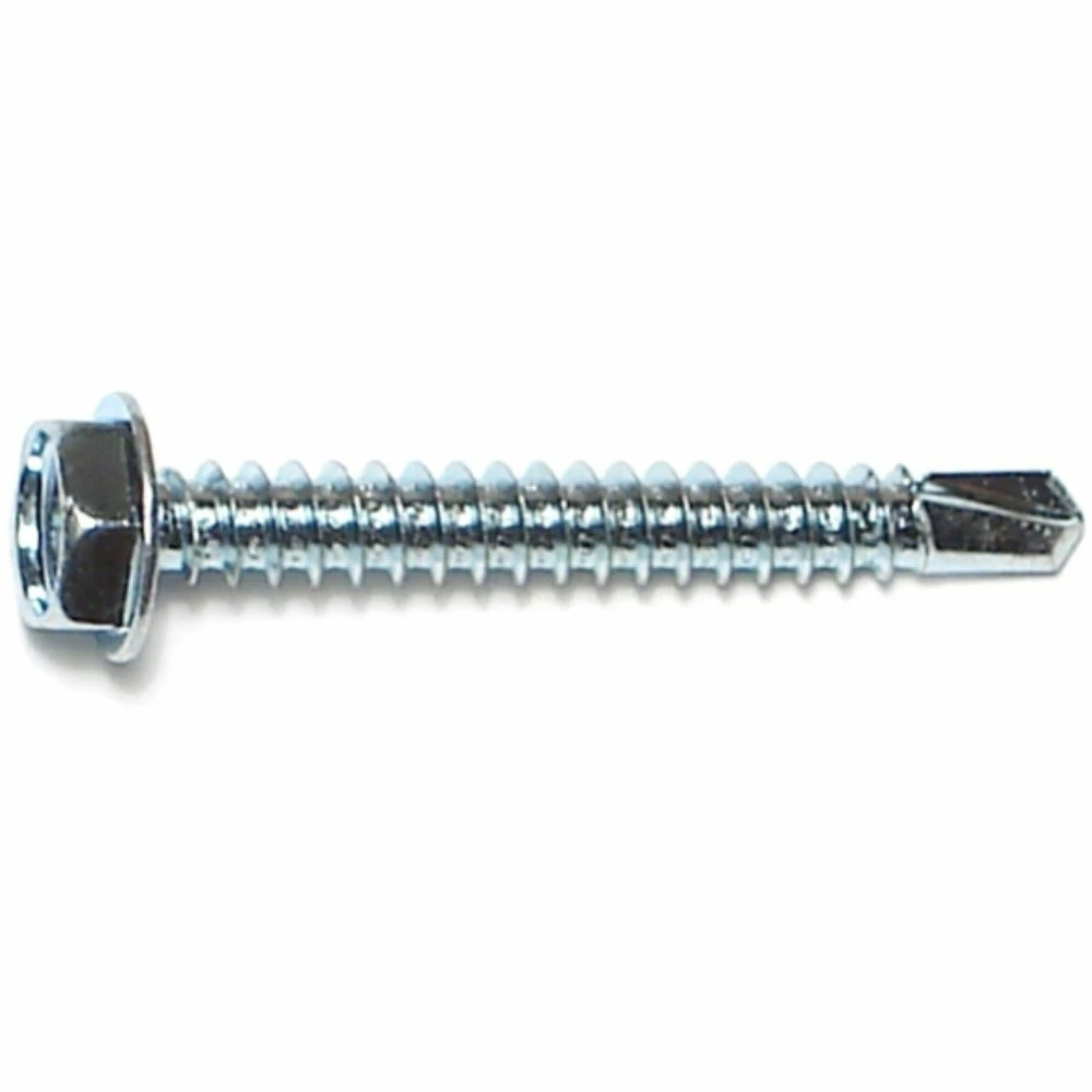 Midwest Fastener #10-16 x 1-1/2" Zinc Plated Hex Washer Head Self-Drilling Screws - 23068 - Bolts