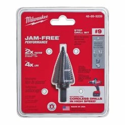Milwaukee 7/8" & 1-1/8" #9 Black Oxide Step Drill Bit - 48-89-9209 - Step Drill Bits