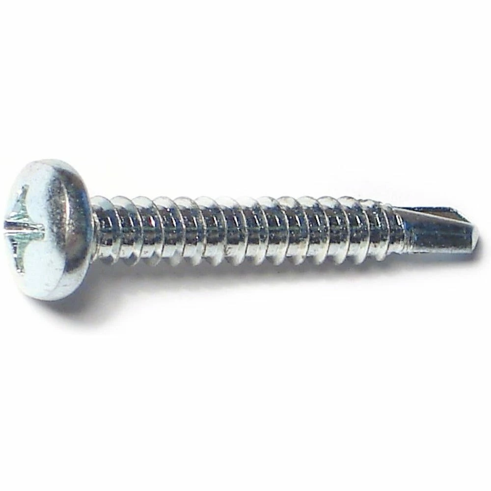 Midwest Fastener #12-14 x 1-1/2" Zinc Plated Phillips Pan Head Self-Drilling Screws - 12228 - Bolts - Image 2