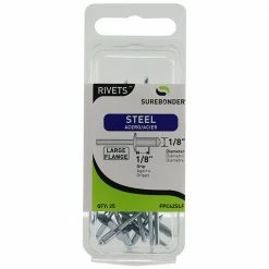 Surebonder Short 1/8 Inch Large Flange Steel Rivet - FPC42SLF - Rivets