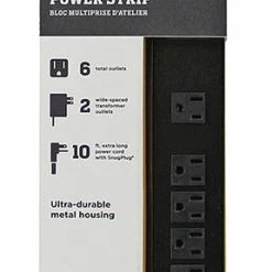 Prime 6-Outlet Strip Cord Black - PB801120 - Extension Cords & Power Strips
