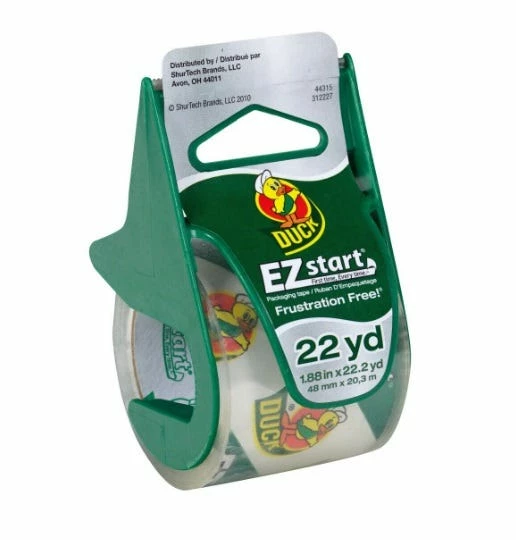 Duck Tape Clear EZ Start Packaging Tape with Dispenser 1.88 inches x 22.2 yard - Adhesives & Tape