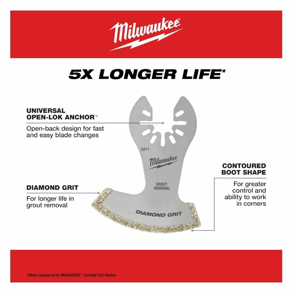 Milwaukee® Open-Lok™ Diamond Grit Grout Removal Blade 1 Pack - 49-25-2271 - Blades & Knives - Image 7