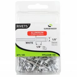 Surebonder Short 1/8 Inch White Aluminum Rivets - 100 Pack - FPC42AW-100