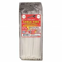 Tool City Tools City Natural 8" 40 lb. Tensile Light Duty Cable Ties, 100 Piece - 14032 - Fasteners, Clamps & Vices