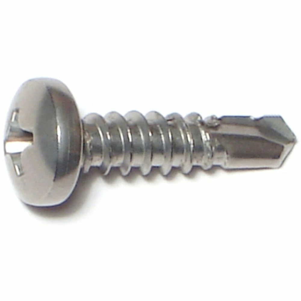 Midwest Fastener #10-16 x 3/4" 410 Stainless Phillips Pan Head Self-Drilling Screws - 11830 - Bolts - Image 2