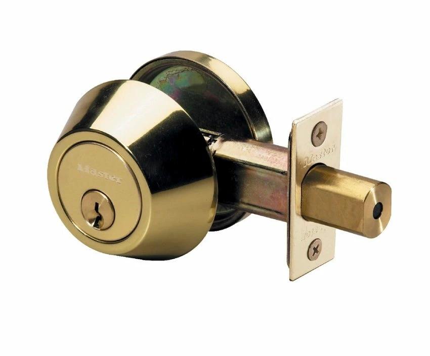 Master Lock Single Cylinder Deadbolt Polished Brass - DSO0603 - Door Hardware