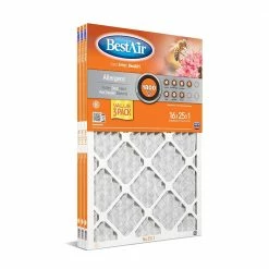 BestAir 16 x 25 x 1 Merv 10 Pleated Furnace Filter Value, 3 Pack - B1-1625-10-3P4 - Furnace Filters & Maintenance