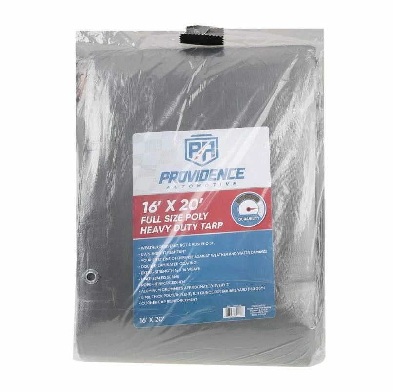 Providence Heavy Duty 16 x 20 Tarp, Silver/Black - 89-211-0204 - Tarps