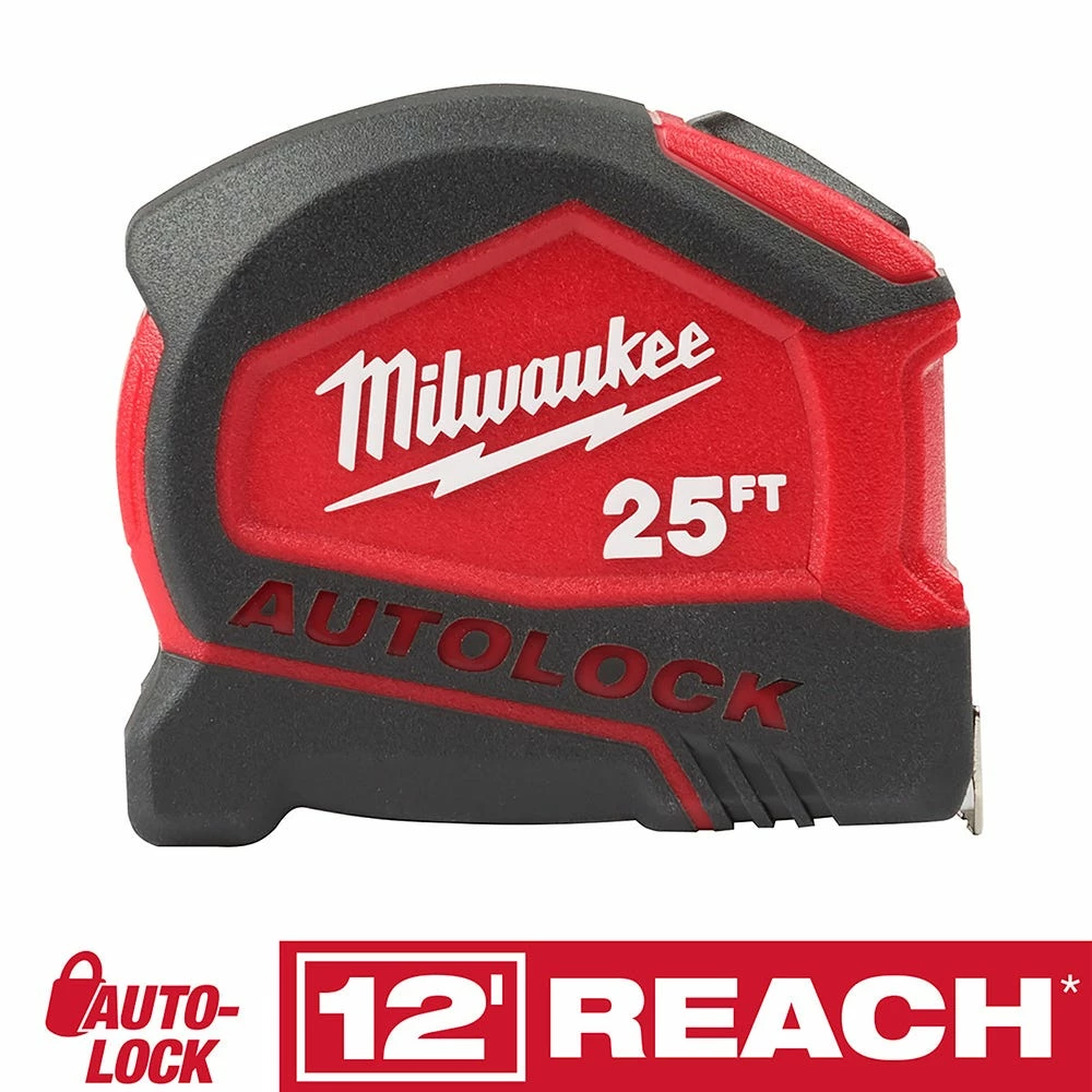 Milwaukee 25' Compact Auto Lock Tape Measure - 48-22-6825 - Leveling & Squares - Image 10