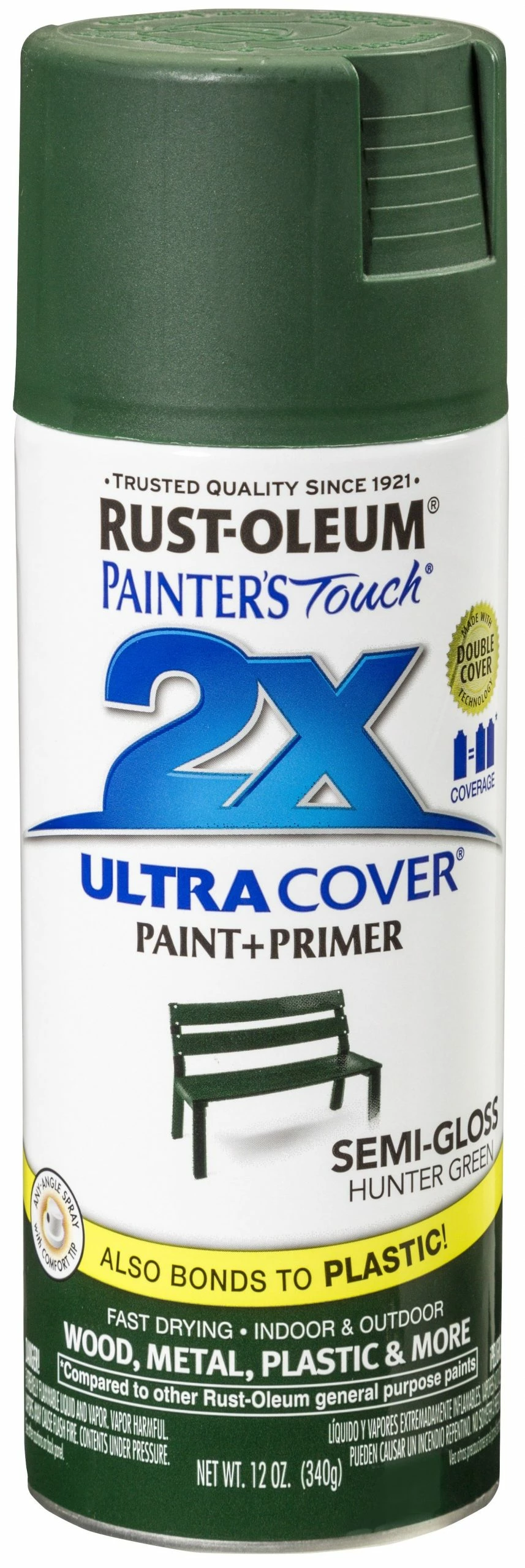 Rust-Oleum Painter's Touch 2 x Ultra Cover Paint and Primer Hunter Green Semi Gloss - 249853 - Paint, Primer & Stain - Image 2