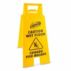 Libman 2-Sided Caution Wet Floor Sign with Locking Clip - Cleaning & Janitorial Supplies