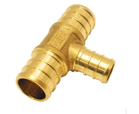 Apollo 3/4 Inch x 3/4 Inch x 1/2 Inch Brass PEX Barb Reducing Tee - APXT343412 - Bathroom
