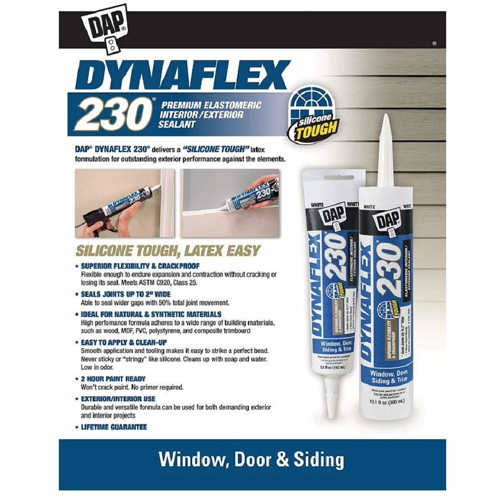 DAP Dynaflex 230 Premium Exterior/Interior Window, Door and Trim Sealant - Brown, 10.1 oz Tube - 7079818418 - Caulks Sealants - Image 2