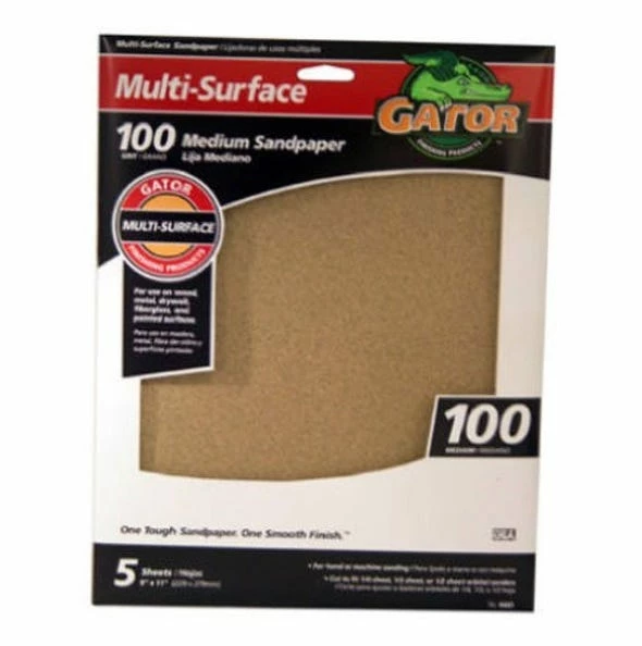 Gator Ali Industries 9 Foot x 11 Inch 100 Grit Sandpaper 5 Pack - 4441 - Image 2