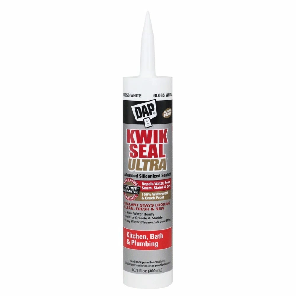 DAP Kwik Seal Ultra Advanced Kitchen & Bath Sealant - White, 10.1 oz. - 7079818897 - Caulks Sealants