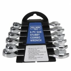 Real Work Tools™ SAE Stubby Combo Wrenches, 6 Piece Set - RW-2448-021 - Wrench & Wrench Sets