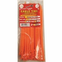 Tool City Orange 8" 50 lb. Tensile Standard Duty Cable Ties, 100 Piece - 14076 - Fasteners, Clamps & Vices