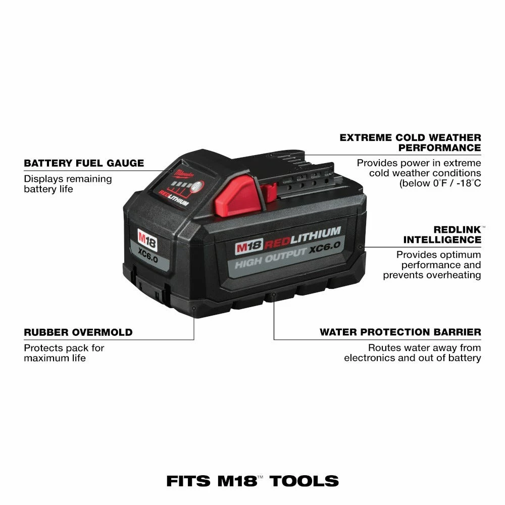 Milwaukee M18 RedLithium High Output XC 6-0Ah Battery Pack, 2 Piece - 48-11-1862 - Batteries & Chargers - Image 2