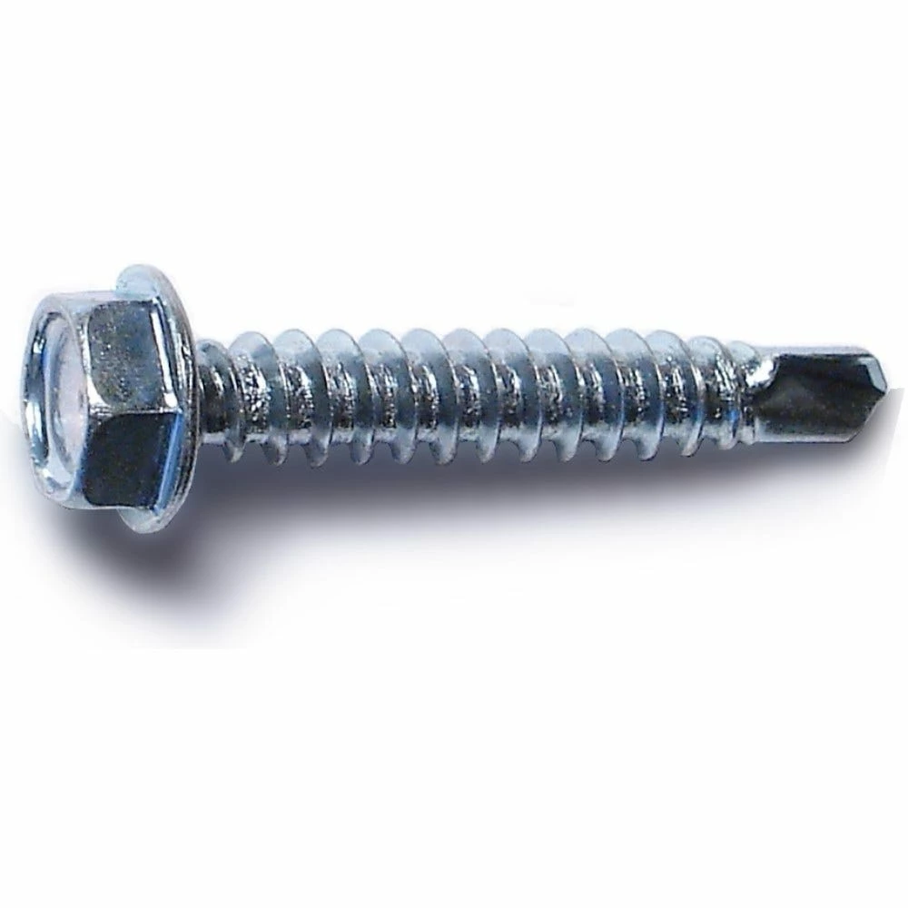 Midwest Fastener #8-18 x 1" Zinc Plated Hex Washer Head Self-Drilling Screws - 10277 - Bolts - Image 2