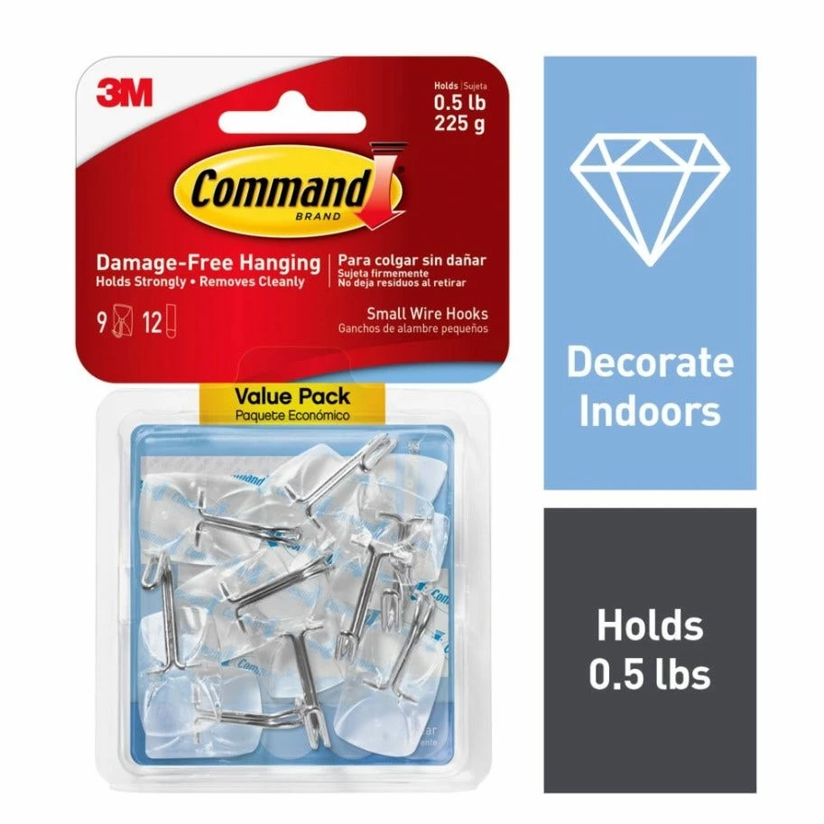 Command™ Clear Small Wire Hooks, 9 small wire hooks, 12 small clear strips 17067CLR-9ES - Miscellaneous Hardware - Image 2