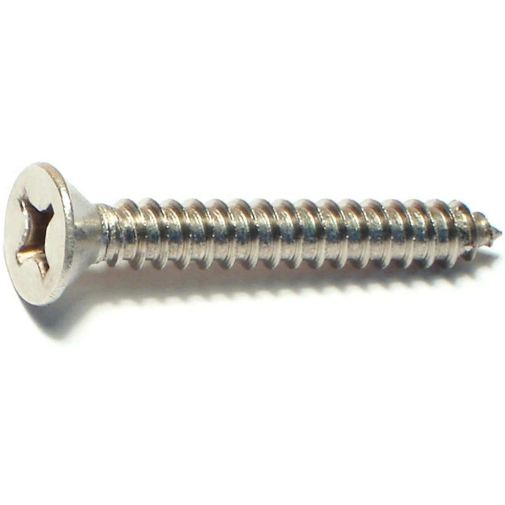 Midwest Fastener #12 x 1-1/2" 18-8 Stainless Phillips Flat Head Sheet Metal Screws - 82235 - Bolts - Image 2