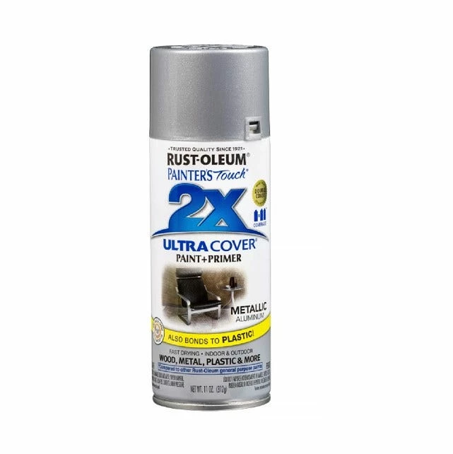 Rust-Oleum Painter's Touch 2 x Ultra Cover Paint and Primer Metallic Aluminum Spray - 249128 - Spray Paint