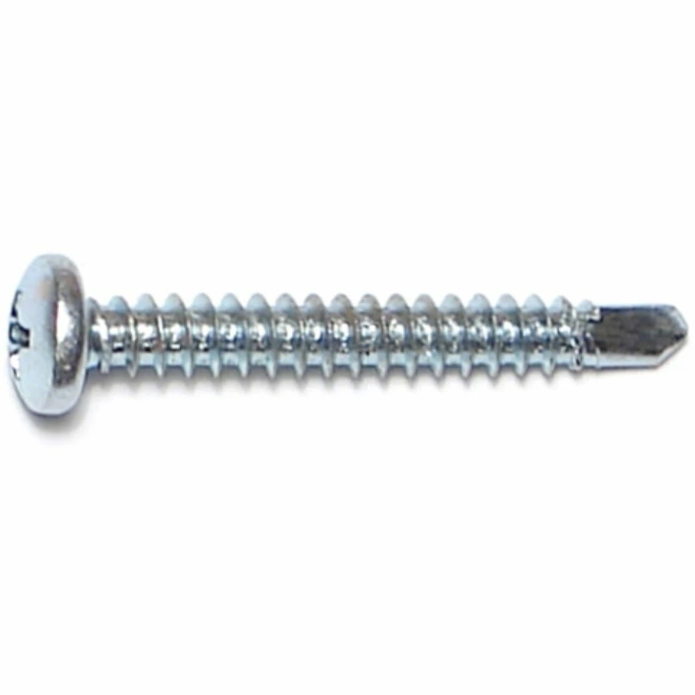 Midwest Fastener #8-18 x 1-1/4" Zinc Plated Phillips Pan Head Self-Drilling Screws - 23094 - Bolts - Image 2