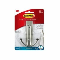 Command™ Large Double Bath Hook, Satin Nickel, BATH36-SN-ES - Miscellaneous Hardware