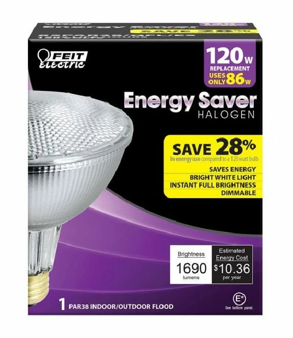 FEIT ELECTRIC 120 Watt Soft White PAR38 Dimmable Halogen Indoor/Outdoor Flood Light Bulb - 85PAR38/QFL/ES - Bulbs - Image 4