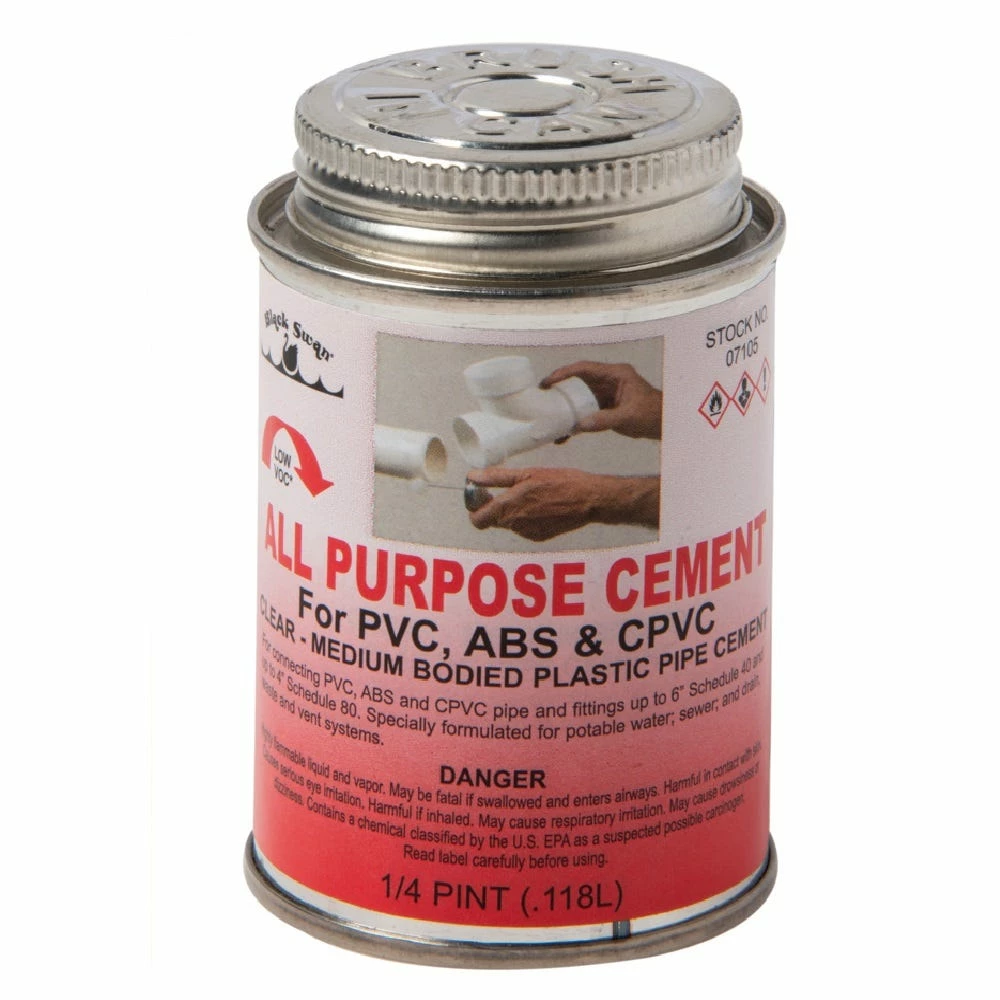 Black Swan All Purpose 3 Way Medium Bodied Clear Cement, 1/4 Pint - 07105 - Plumber's Tools