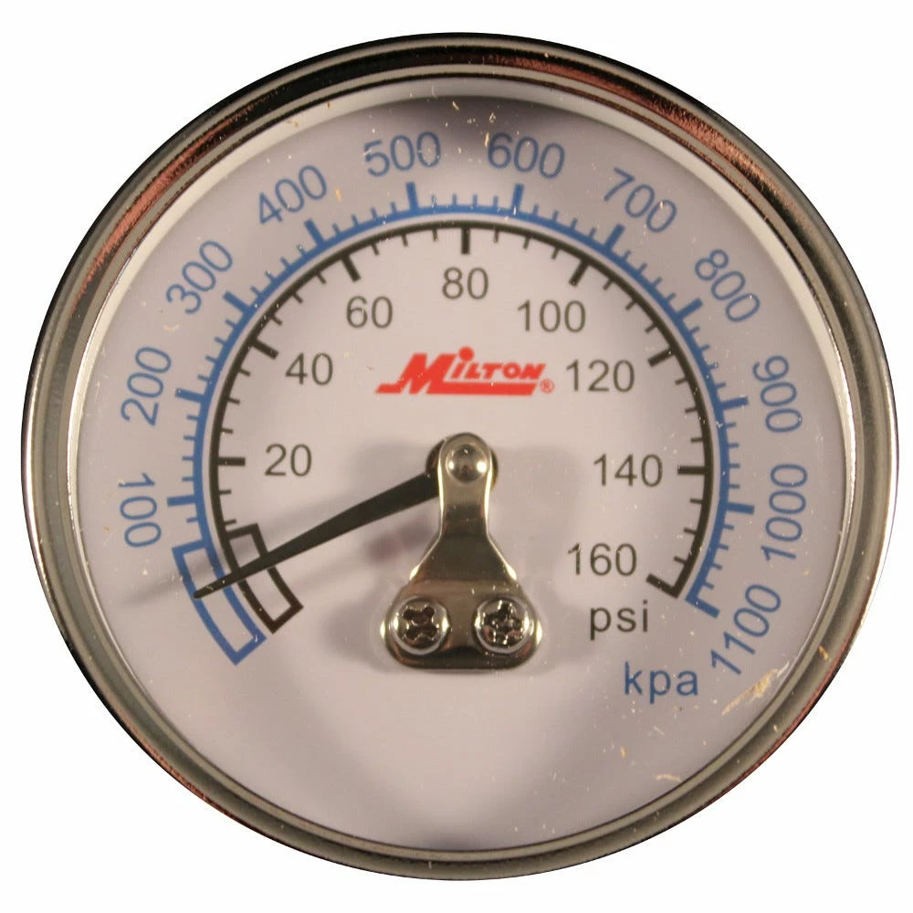 Milton 1/4 inch NPT Mini High Pressure Gage 0 160 PSI Center Back Mount 1191 - Measuring Tools - Image 2