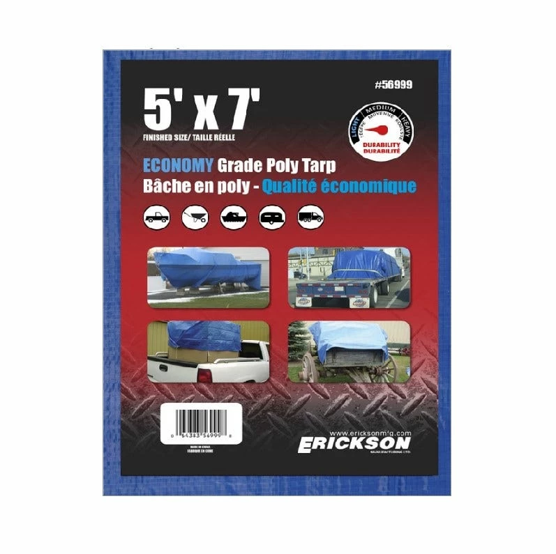 Various Brands Erickson 5 x 7 Blue Poly Tarp 56999-MID - Tarps