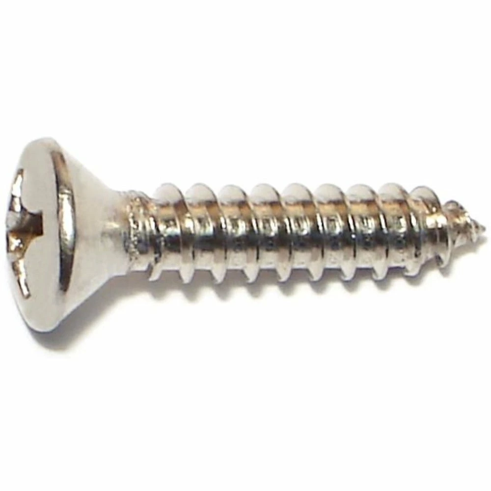 Midwest Fastener #12 x 1" 18-8 Stainless Phillips Oval Head Sheet Metal Screws - 86057 - Bolts - Image 2