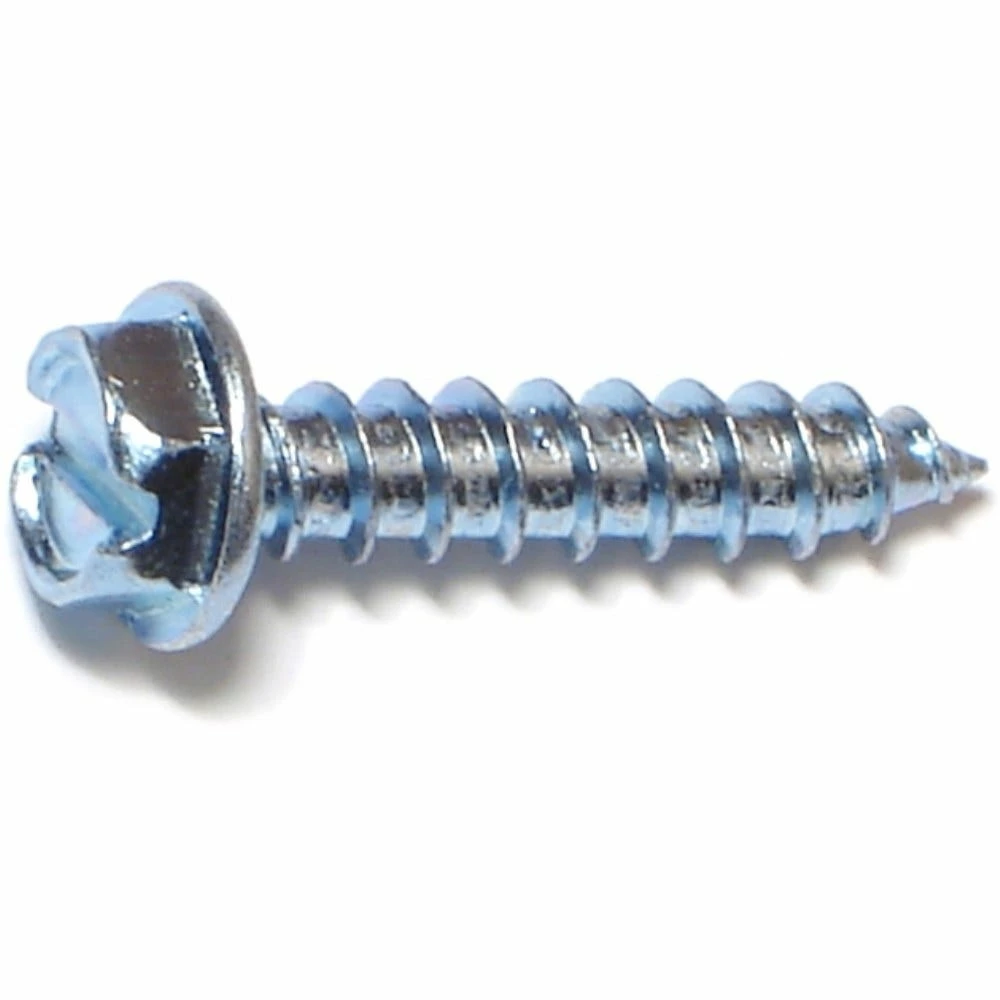 Midwest Fastener #12 x 1" Zinc Plated Slotted Hex Washer Head Sheet Metal Screws - 21238 - Bolts