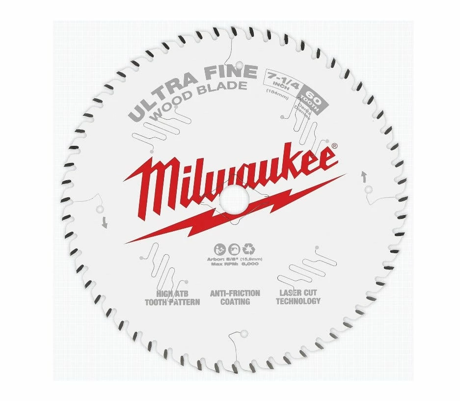 Milwaukee 7-1/4 Inch 60T Ultra Fine Finish Circular Saw Blade 48-40-0730 - Circular Saw Blades - Image 2
