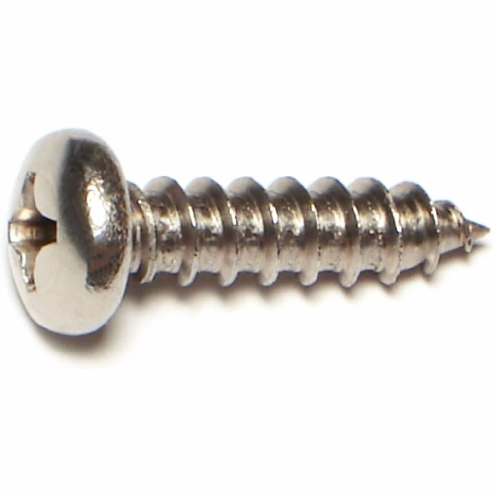Midwest Fastener #14 x 1" 18-8 Stainless Phillips Pan Head Sheet Metal Screws - 82275 - Bolts - Image 2