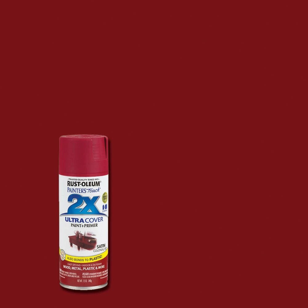 Rust-Oleum Painter's Touch 2 x Ultra Cover Paint and Primer Satin Colonial Red Spray - 249082 - Paint, Primer & Stain - Image 3