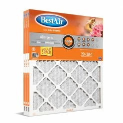 BestAir 20 x 20 x 1 Merv 10 Pleated Furnace Filter, Value 3 Pack - B1-2020-10-3P4 - Furnace Filters & Maintenance