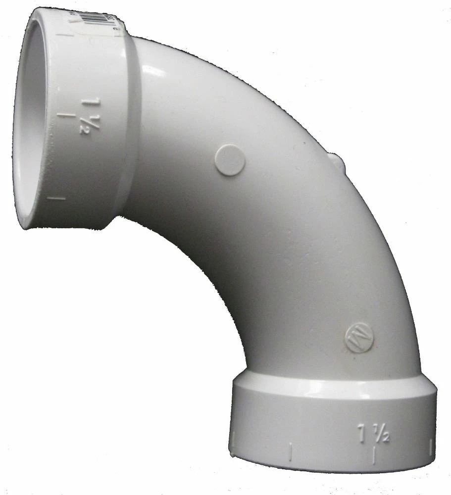 Lasco Fittings 3 Inch PVC 90 Degree Long Sweep Elbow DWV FPV ELT90-3 - D304030BC - PVC Fittings