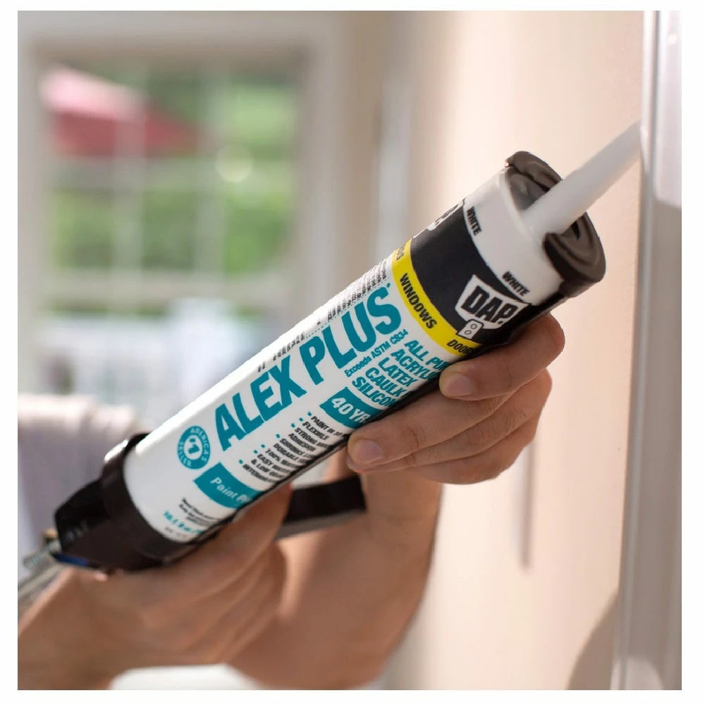 DAP Alex Plus All Purpose Acrylic Latex Caulk Plus Silicone - White, 10.1 oz. - 7079818152 - Caulks Sealants - Image 2