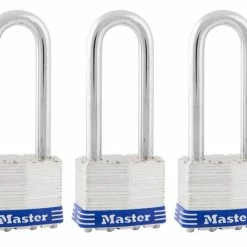 Master Lock 1-3/4" (44mm) Wide Laminated Steel Pin Tumbler Padlock with 2-1/2" (64mm) Shackle, 3 Pack - 1TRILJ - Padlocks