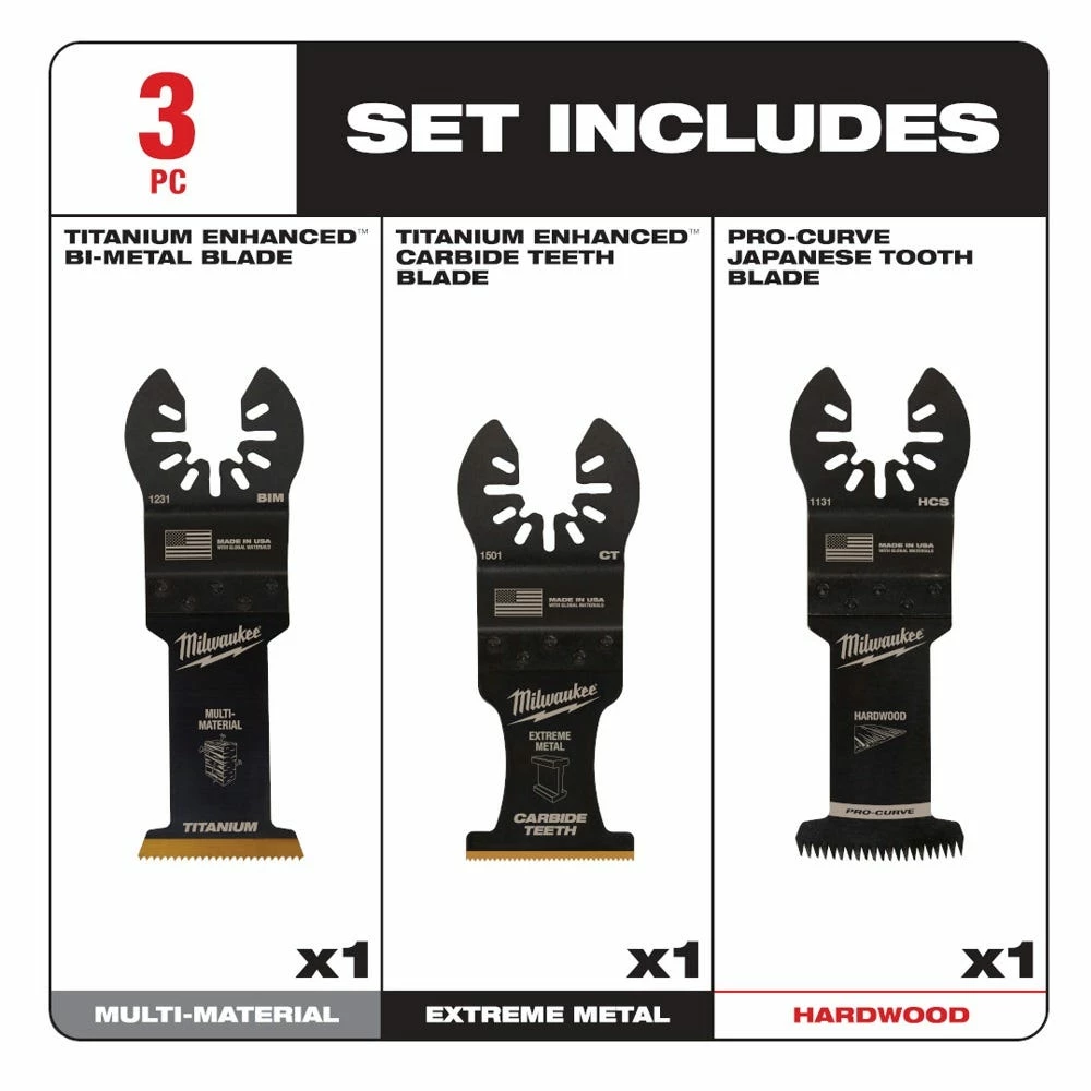 Milwaukee® Open-Lok™ 3 Piece All Purpose Multi-Tool Blade Variety Pack - 49-10-9001 - Blades & Knives - Image 5