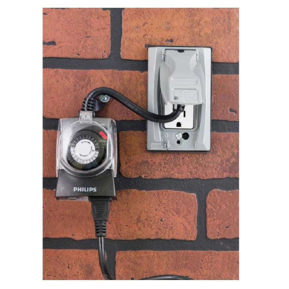 Philips Outdoor Timer, Mechanical, 24hr, 2-Outlet Grounded - SPC1238AT/27 - Extension Cords & Power Strips - Image 4