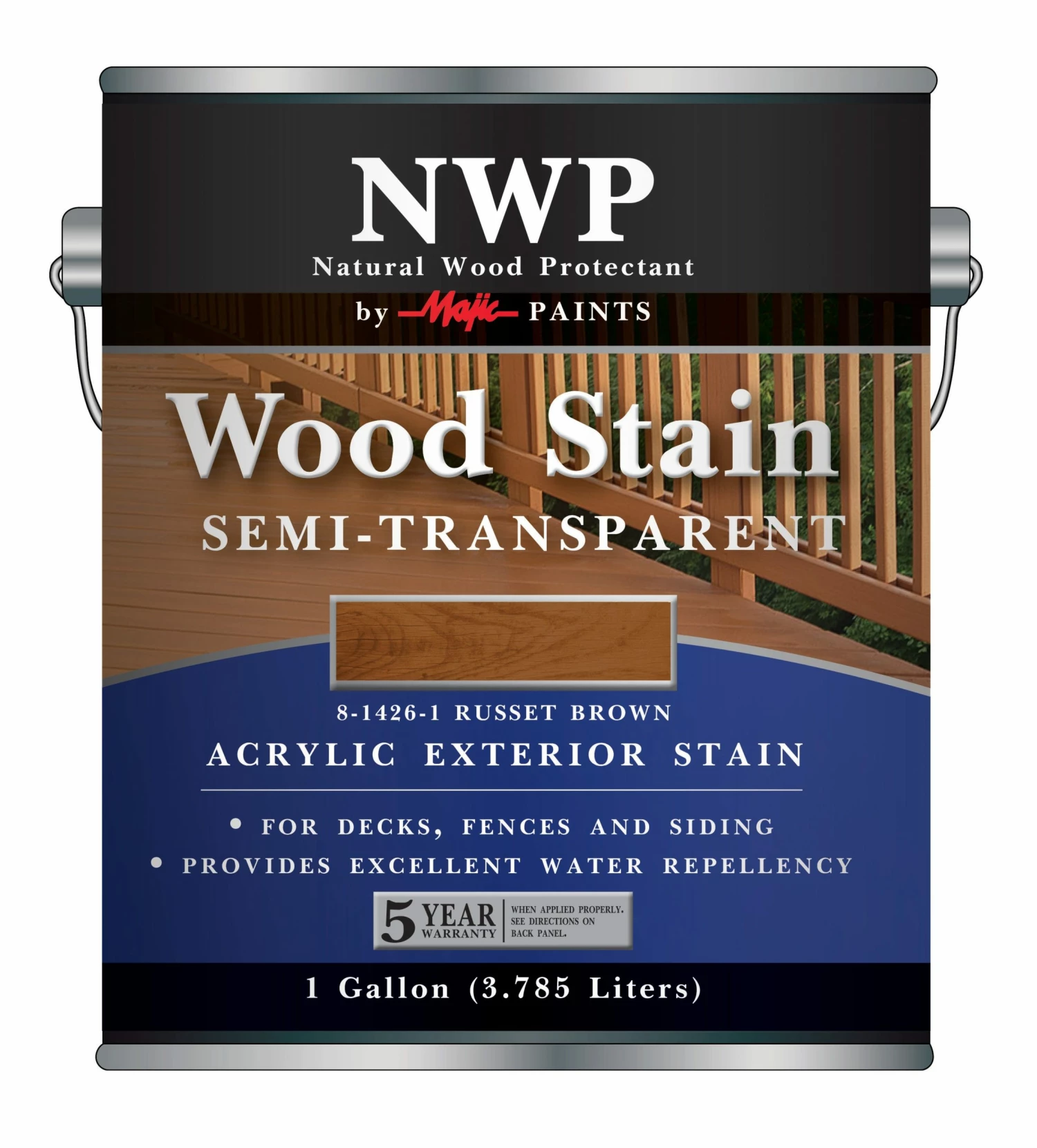 Majic NWP Acrylic Exterior Semi-Transparent Wood Stain Russet Brown Gallon - 8-1426-1 - Stains
