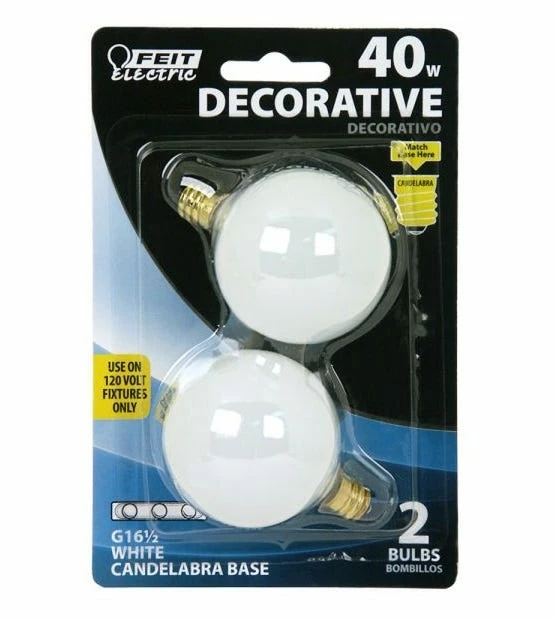 FEIT ELECTRIC 40 Watt Soft White Globe G16 1/2 Dimmable Incandescent Light Bulb 2 Pack - BP40G161/2/W - Bulbs - Image 2